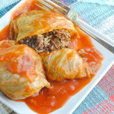 Stuffed cabbage with red sauce